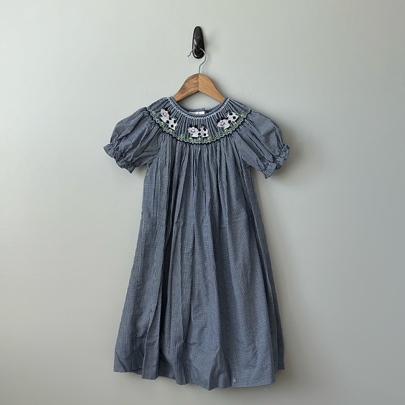 Rosalina Other - Rosalina Smocked Gingham Embroidered Cow Dress puff sleeve 5
